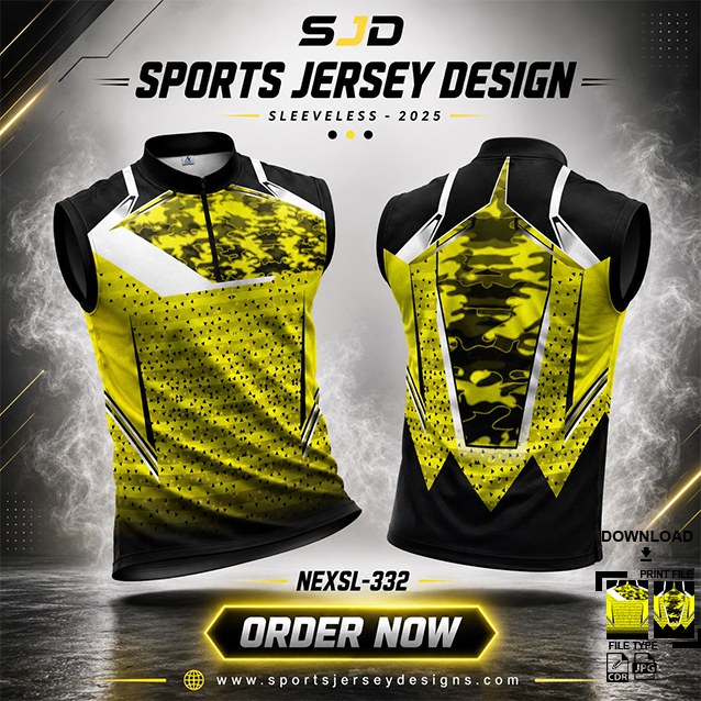 NEXSL-332 YELLOW AND BLACK COMBINATION SPORTSWEAR SUBLIMATION JERSEY DESIGN